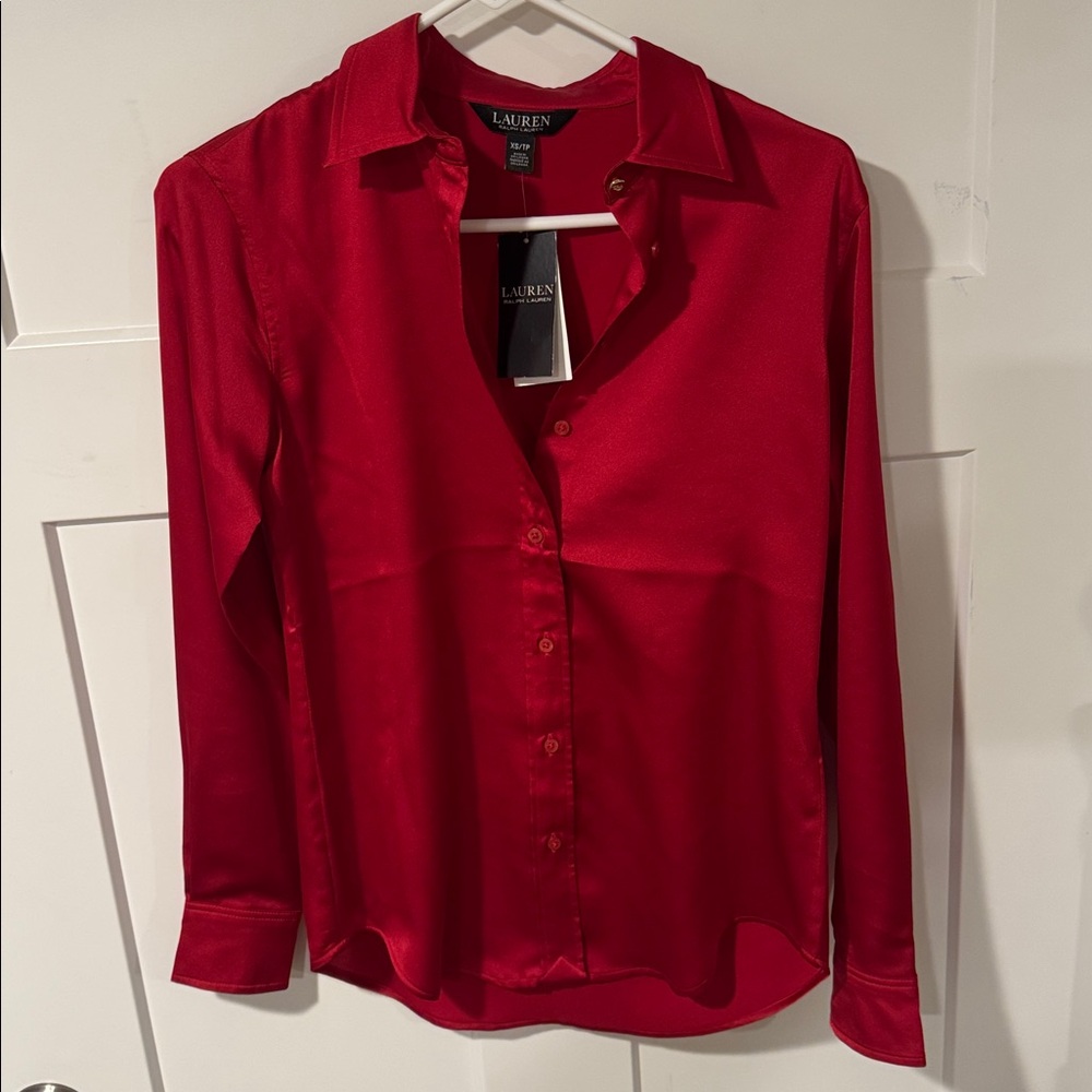 NWT Ralph Lauren Women's Red Button-Up XS